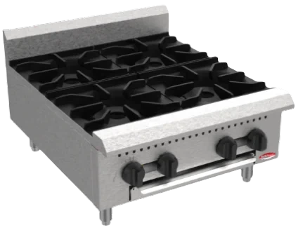 Bakemax - BAFA Series Stainless Steel Manual Gas Hot Plate with 4 Burner - BAFA4M-24