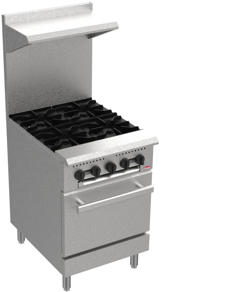 Bakemax - BAS Series 24" Wide 4 Burner Gas Range with Bakery Oven - BAS24O