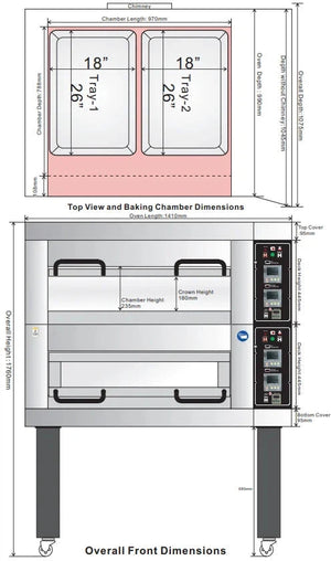 Bakemax - Four Deck Two Pan Wide Floor Model Electric Artisan Stone Deck Oven - BMDDD04