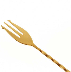 Barfly - 19.62" Gold Plated Bar Spoon with Fork End - M37017GD