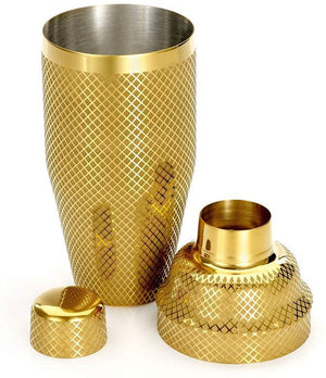 Barfly - 24 Oz Gold Plated Japanese Style Diamond Lattice Cocktail Shaker, Set Of 3 - M37205GD