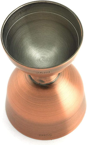 Barfly - 25 ml x 50 ml Antique Copper Heavy-Duty Straight Rim Bell Jigger - M37098ACP