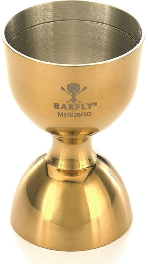 Barfly - 25 ml x 50 ml Gold Plated Heavy-Duty Straight Rim Bell Jigger - M37098GD