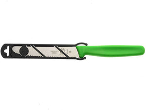 Barfly - 4.3" Green Serrated Rounded Tip Paring Bar Knife With Guard - M33932GRB