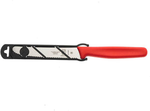 Barfly - 4.3" Red Serrated Rounded Tip Paring Bar Knife With Guard - M33932RDB