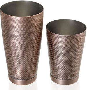 Barfly - Diamond Lattice 28 Oz & 18 Oz Antique Copper Cocktail Shaker/Tin Pack - M37200ACP