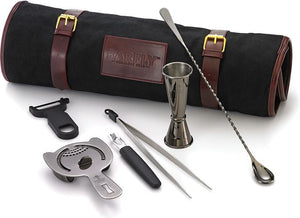 Barfly - Stainless Steel Gun Metal Black Essential 7-Piece Cocktail Kit with Roll Bag - M37100BK