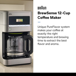 Braun - 12 Cup BrewSense Digital Drip Coffee Maker Stainless Steel - KF7370SI