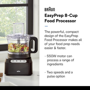 Braun - EasyPrep 8 Cup Black Food Processor - FP3101BK