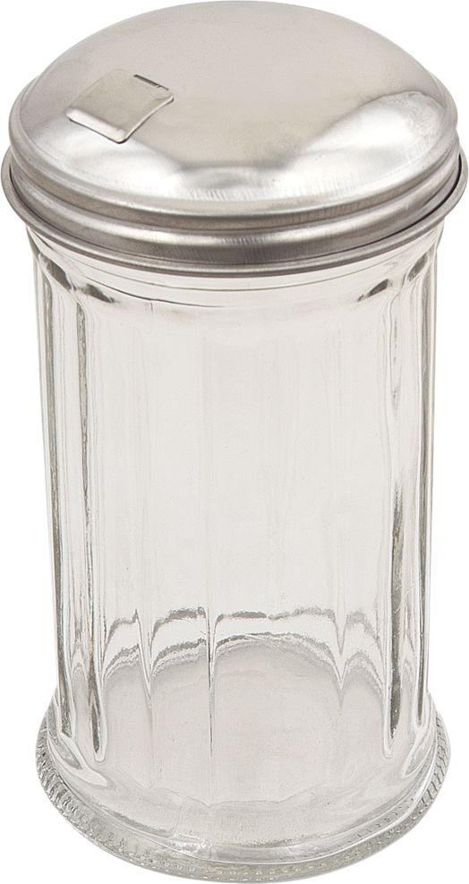 Browne - 12 Oz Fluted Glass Sugar Pourers with Stainless Steel Top, Pack of 12 - 575187