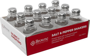 Browne - 2 OZ Salt & Pepper Shakers (1 Case), Pack of 12 - 571930