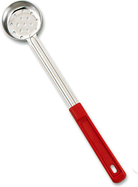 Browne - 2 Oz Stainless Steel Perforated Portioner / Spoodles with Red Handle, 1 PC (5742P) - 5757421