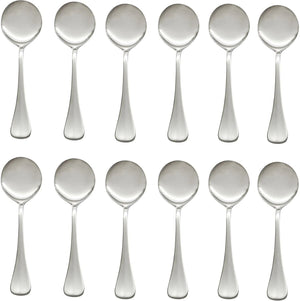 Browne - BISTRO 6.8" Stainless Steel Round Bowl Soup Spoon, Pack of 12 - 502313