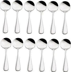 Browne - CELINE 7" Stainless Steel Round Soup Spoon, Pack of 12 - 502513