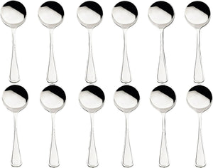 Browne - CONCERTO 7" Stainless Steel Round Soup Spoon, Pack of 12 - 502413