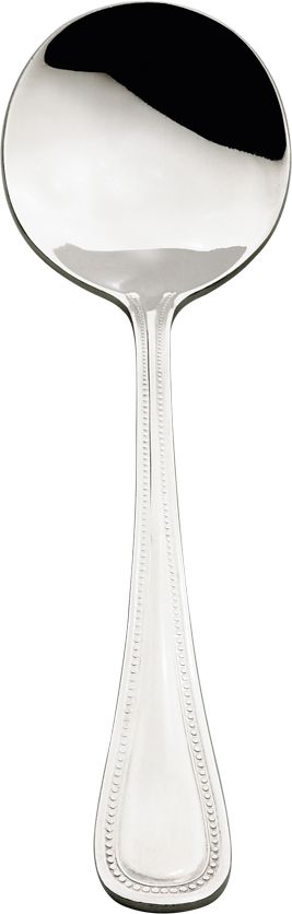 Browne - CONTOUR 7.1" Stainless Steel Round Soup Spoon, Pack of 12 - 502913