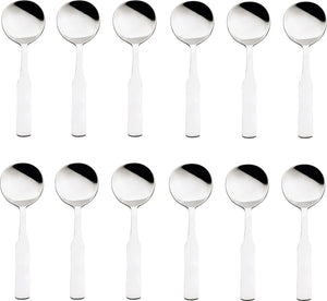 Browne - ELEGANCE 7" Stainless Steel Round Soup Spoon, Pack of 12 - 502713