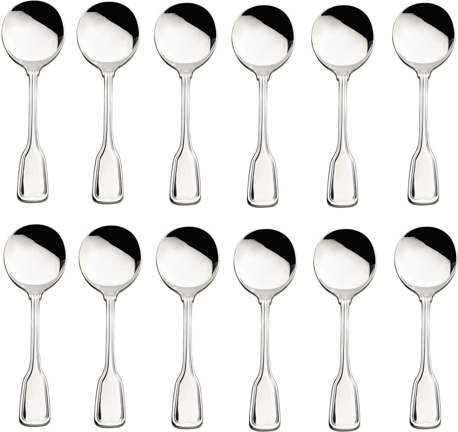 Browne - LAFAYETTE 7" Stainless Steel Round Soup Spoon, Pack of 12 - 502213