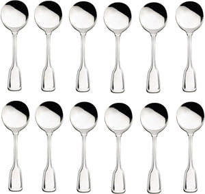 Browne - LAFAYETTE 7" Stainless Steel Round Soup Spoon, Pack of 12 - 502213