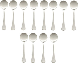 Browne - LUNA 7" Stainless Steel Round Soup Spoon, Pack of 12 - 503213