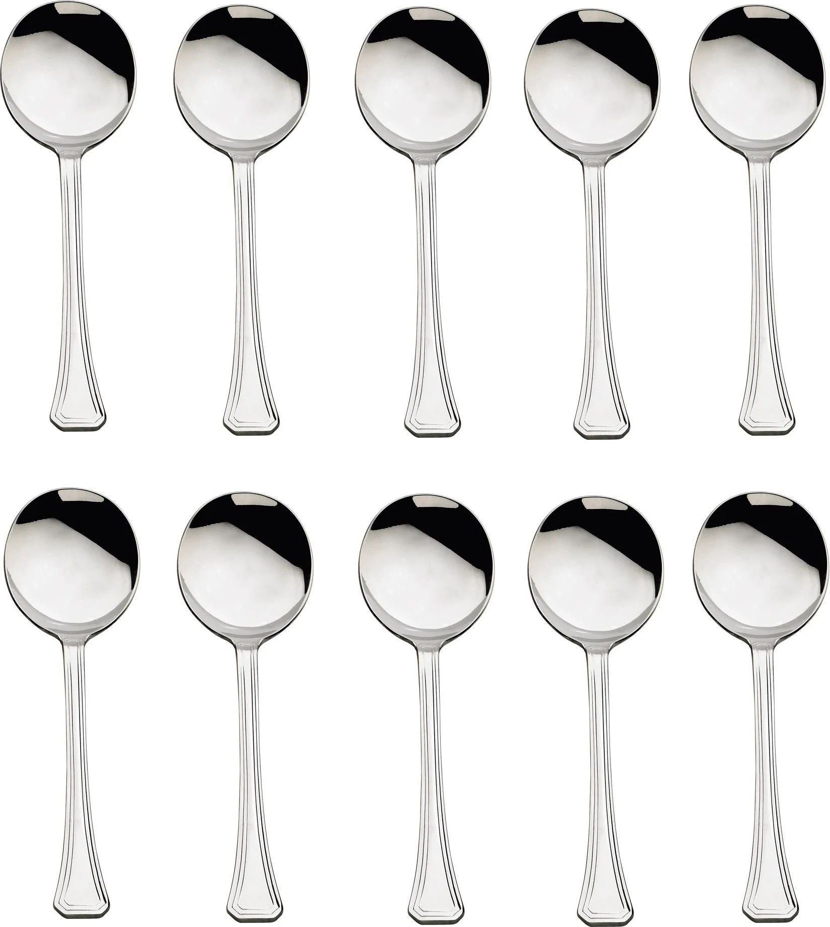 Browne - OXFORD 7.3" Stainless Steel Round Soup Spoon, Pack of 12 - 502013