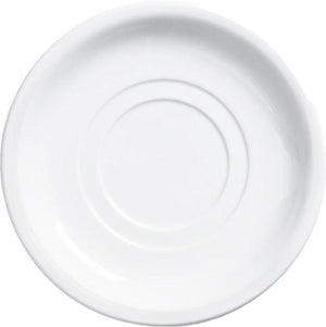 Browne - PALM 5.5" White Double Well Saucer, Pack of 12 - 563972