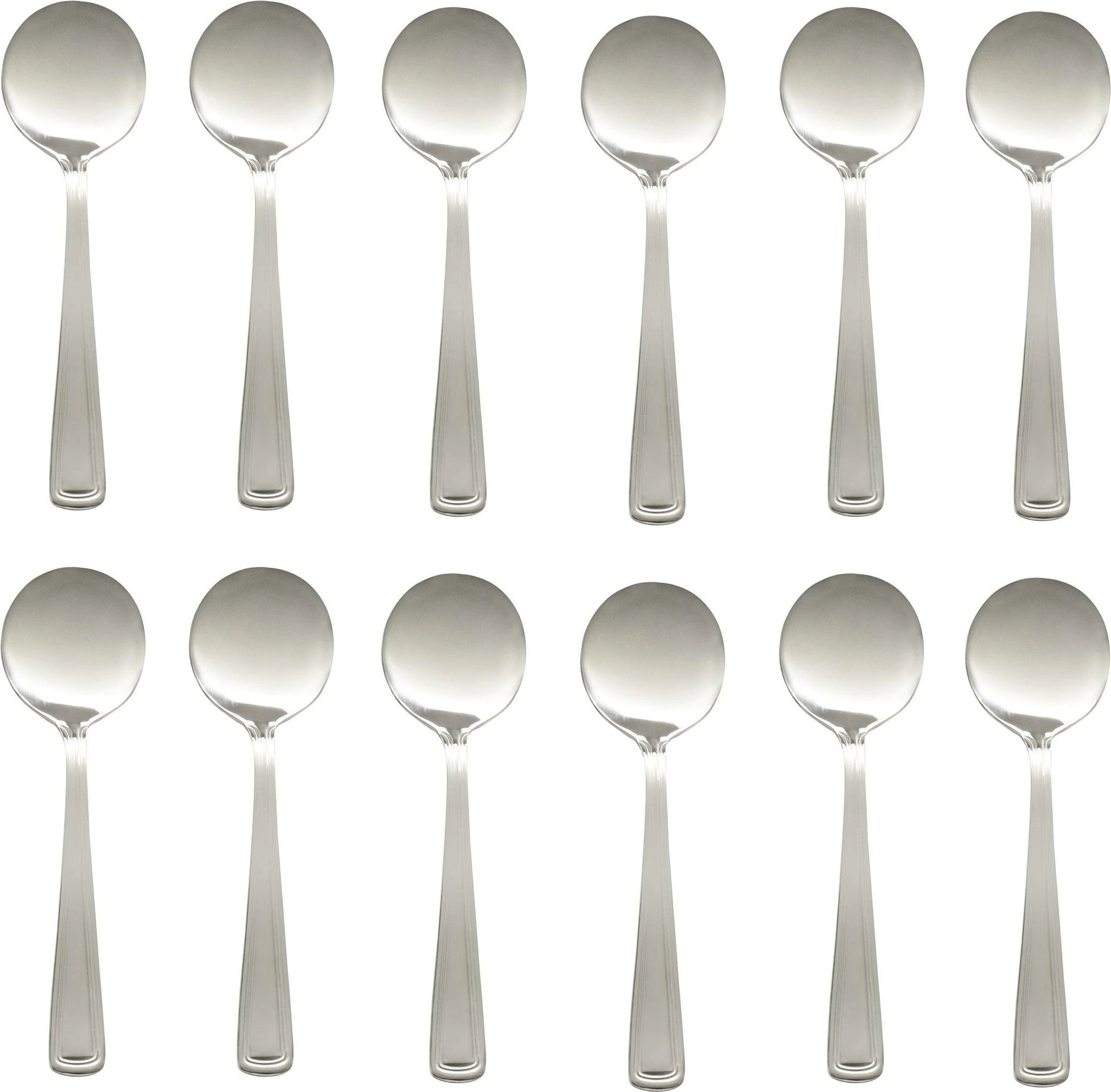 Browne - ROYAL 6.9" Stainless Steel Round Soup Spoon, Pack of 12 - 502613