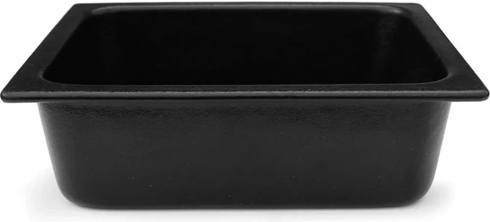 Bugambilia - Classic 6.3 Qt Black Rectangular Half Size Food Pan With Elegantly Textured - IH1/2DBB