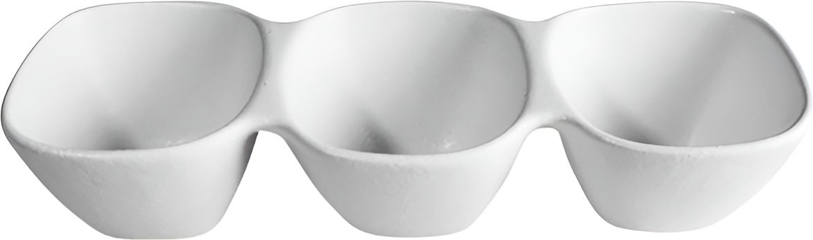 Bugambilia - Mod 20.2 Oz 3 Division White Condiment Bowl With Glossy Smooth Finish - BS302-MOD-WW