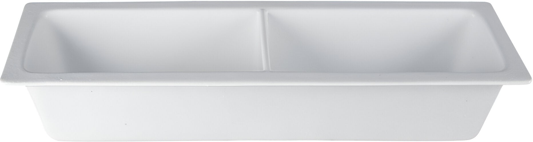 Bugambilia - Mod 3.2 Qt White Rectangular Half Size Long Deep Food Pan With Horizontal Divider With Glossy Smooth Finish - IH2/41D-MOD-WW