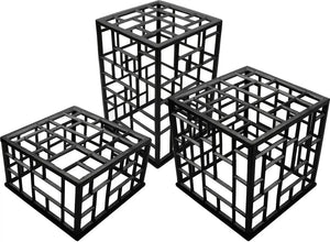 Bugambilia - Mod Black Set of 3 Rectangular Powder-Coated Aluminum Mondrian Risers - MONPDCSETBB