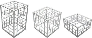 Bugambilia - Mod White Rectangular Set of 3 Powder-Coated Aluminum Mondrian Risers - MONPDCSETWW
