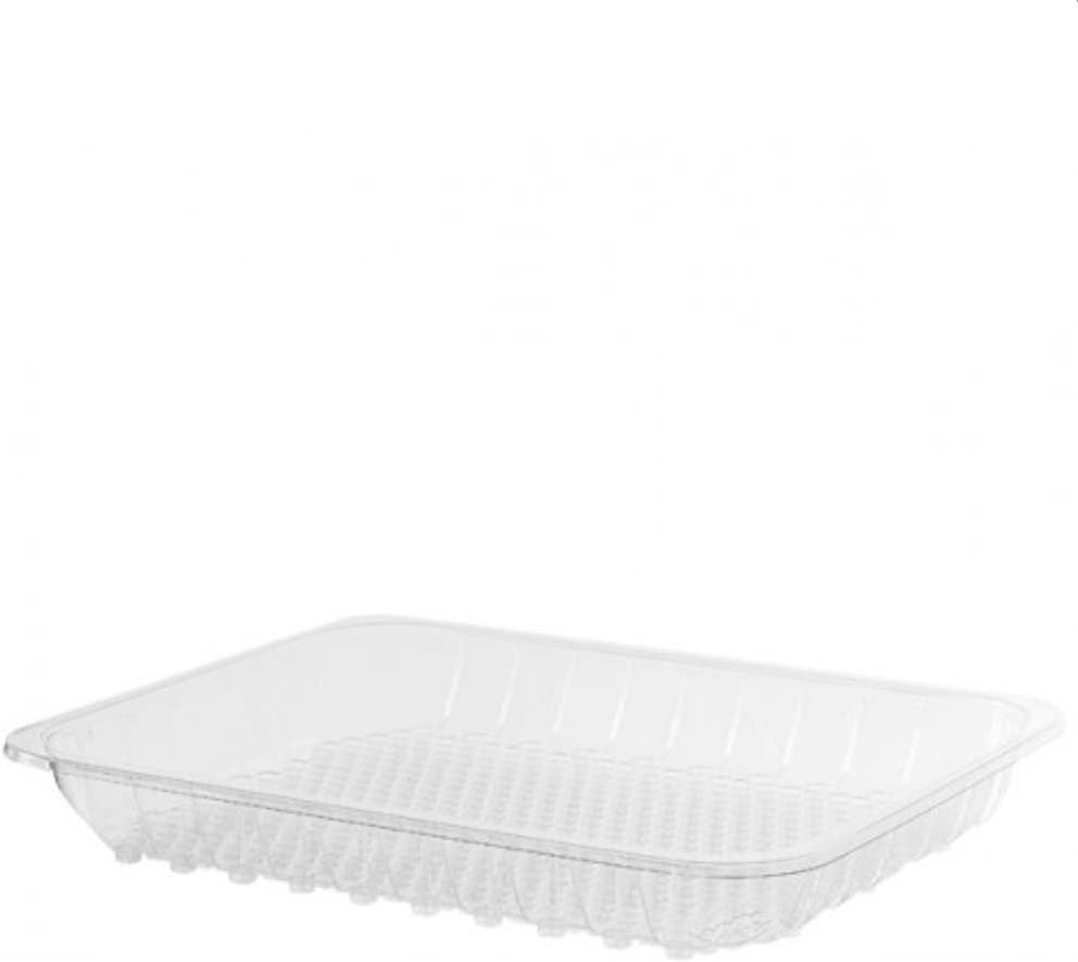 CKF Inc. - 42P 8.25" x 5.38" x 1.75" Clear RPET Plastic Tray, Pack of 200 - 550530