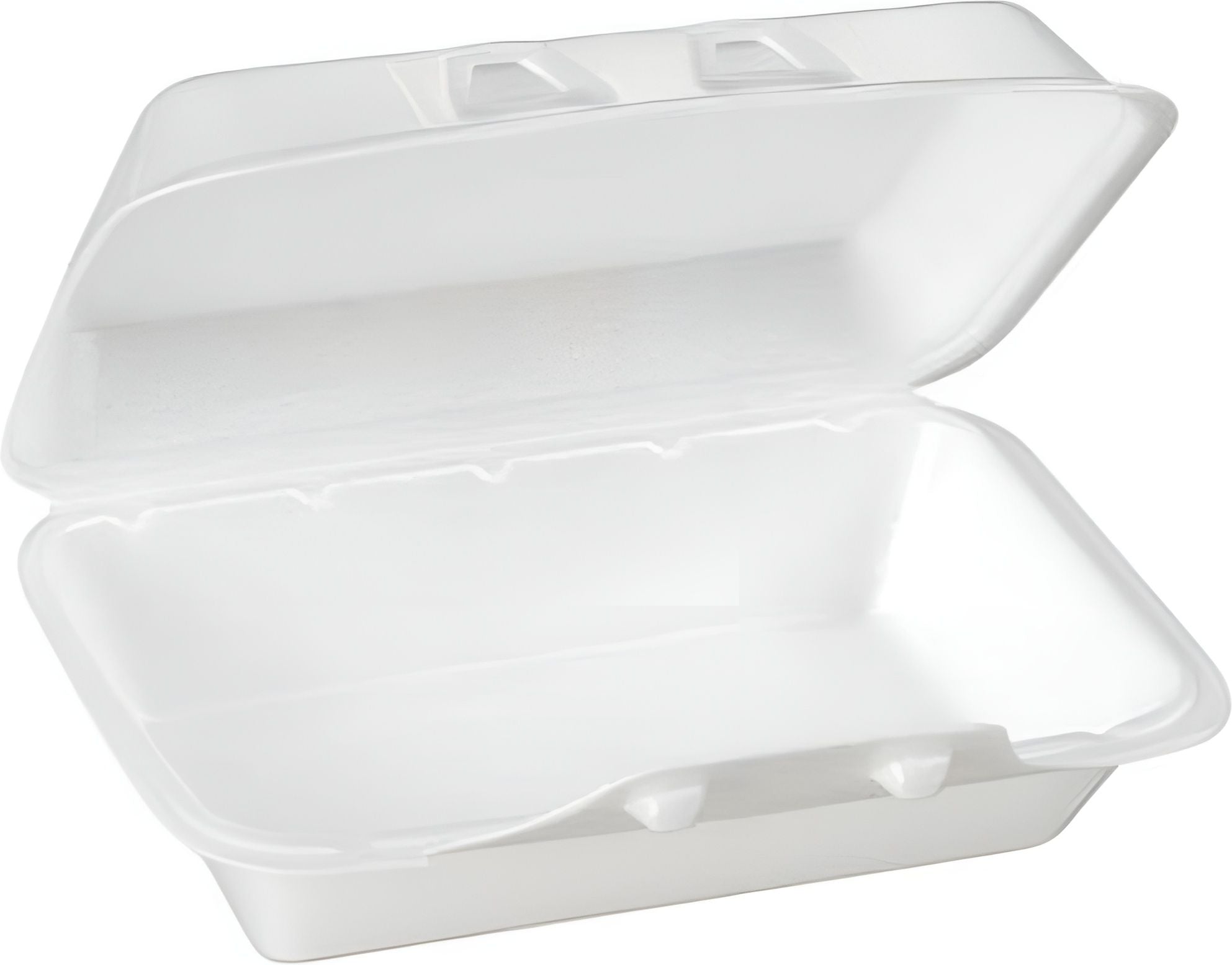 CKF Inc. - 5.4" x 9" x 2.5" FST1A M White Rectangle Foam Hinged Container, Pack of 250 - 87511