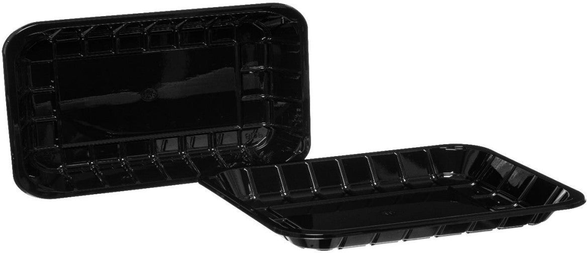 CKF Inc. - 5.98 x 8.39 x 1.14", #8DP Black RPET Plastic Meat & Produce Tray, 300/Cs - 86570