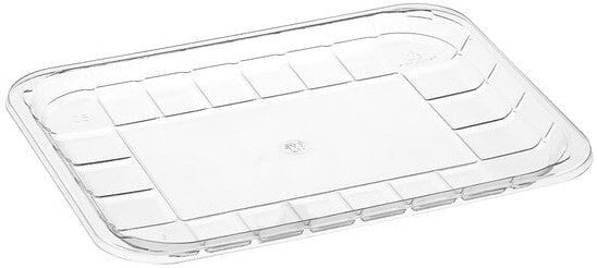 CKF Inc. - 6.0 x 8.4 x 1.1", #2S Clear Ridged RPET Plastic Meat Tray, 500/cs - 86668