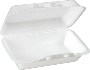 CKF Inc. - 9.5 x 10 x 3", FST6 Large White Foam Hinged Container, Pack of 200 - 87518