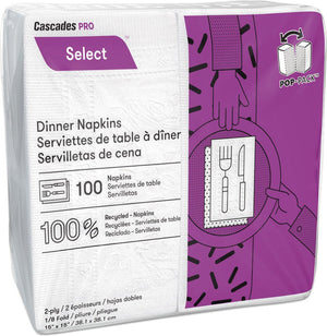 Cascades Tissue Group - Select 2 ply Dinner Napkins, Pack of 3000 - N060