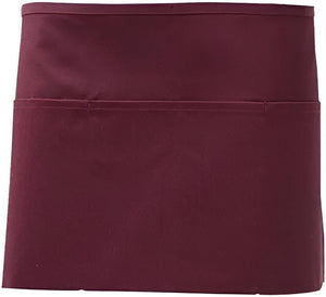 Chef Revival - 24" x 12" Poly-Cotton Burgundy Waist Apron With 3 Pocket - 605WAFH