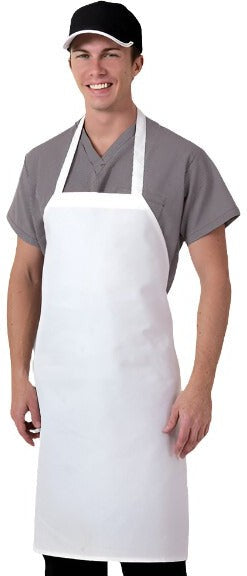 Chef Revival - 27" x 32" Polyester White Bib Apron with No Pocket - 600PS-NP