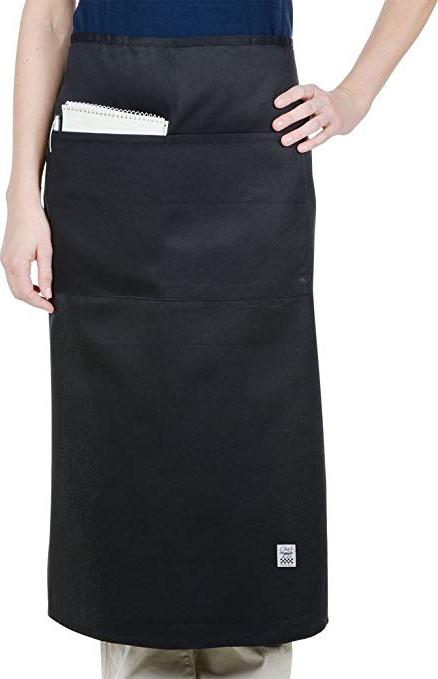 Chef Revival - 28" x 34" Poly-Cotton Black Bistro Apron with Two Center Pockets - 607BA2-BK