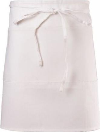 Chef Revival - 28" x 34" Poly-Cotton White Half Bistro Apron with Two Center Pocket - 607HBA2-WH