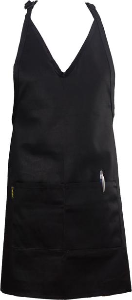 Chef Revival - 28"x32" Poly-Cotton Tuxedo V-Neck Apron with Two Pocket - VNA3840-BK