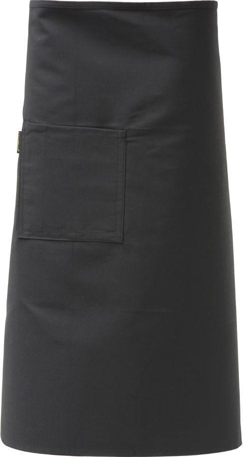 Chef Revival - 33" x 30" Poly-Cotton Black Bistro Apron with One Side Pocket - 607BA-BK