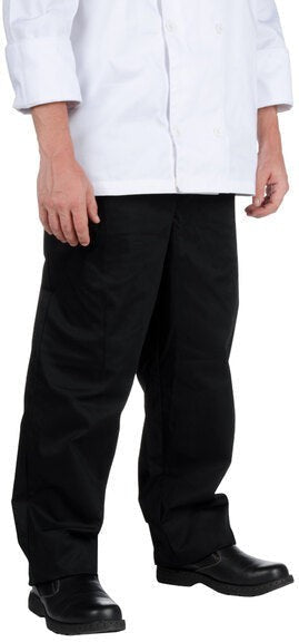 Chef Revival - Poly-Cotton Black Comfy Fit Baggy Pant with 2" Elastic Waistband -P020BK