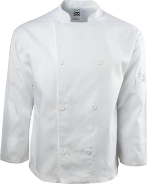 Chef Revival - Poly Cotton Classic White Long Sleeve Chef Jacket With 8 White Buttons - J002