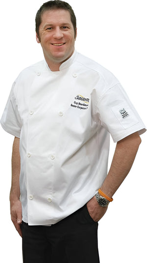 Chef Revival - Poly Cotton Classic White Short Sleeve Chef Jacket With 8 White Buttons - J005