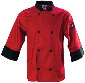 Chef Revival - Poly Cotton Tomato Crew Fresh 3/4 Sleeve Chef Jacket With 8 Black Buttons - J134TM