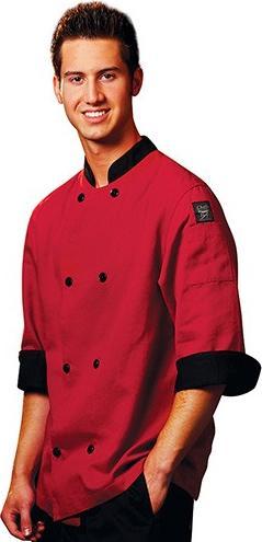 Chef Revival - Poly Cotton Tomato Crew Fresh 3/4 Sleeve Chef Jacket With 8 Black Buttons - J134TM