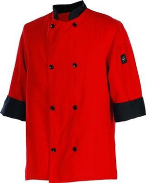 Chef Revival - Poly Cotton Tomato Crew Fresh 3/4 Sleeve Chef Jacket With 8 Black Buttons - J134TM